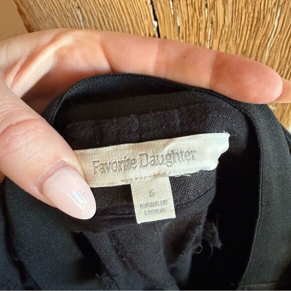 Favorite Daughter The Bea Pant Linen Blend Ankle Straight Trouser Black Size 6 - Picture 9 of 11